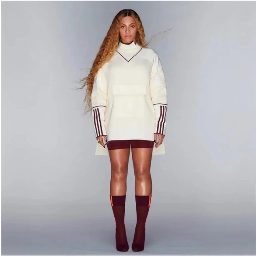 ADIDAS x IVY PARK BEYONCÉ Original Pullover Sweatshirt Ecru Tint Maroon - Picture 2 of 13